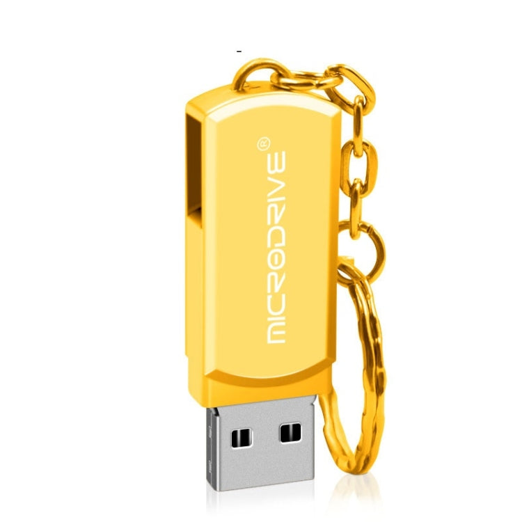 MicroDrive 16GB USB 2.0 Creative Personality Metal U Disk with Keychain (Yellow) - USB Flash Drives by MicroDrive | Online Shopping South Africa | PMC TechLife | Buy Now Pay Later Mobicred